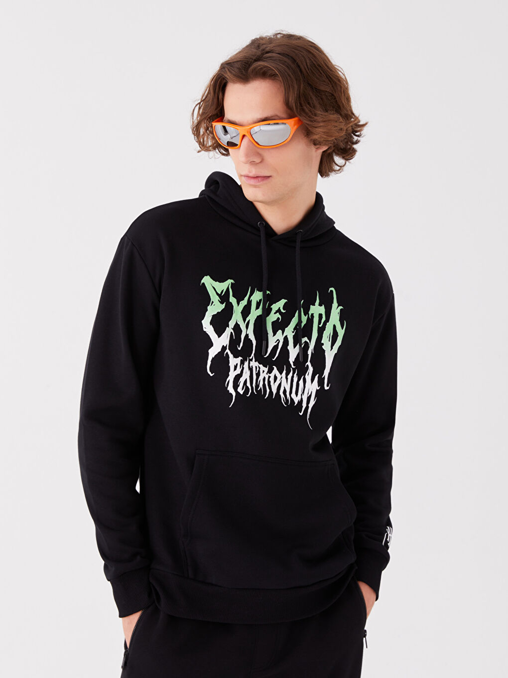 XSIDE Siyah Uzun Kollu Baskılı Erkek Hoodie - 1