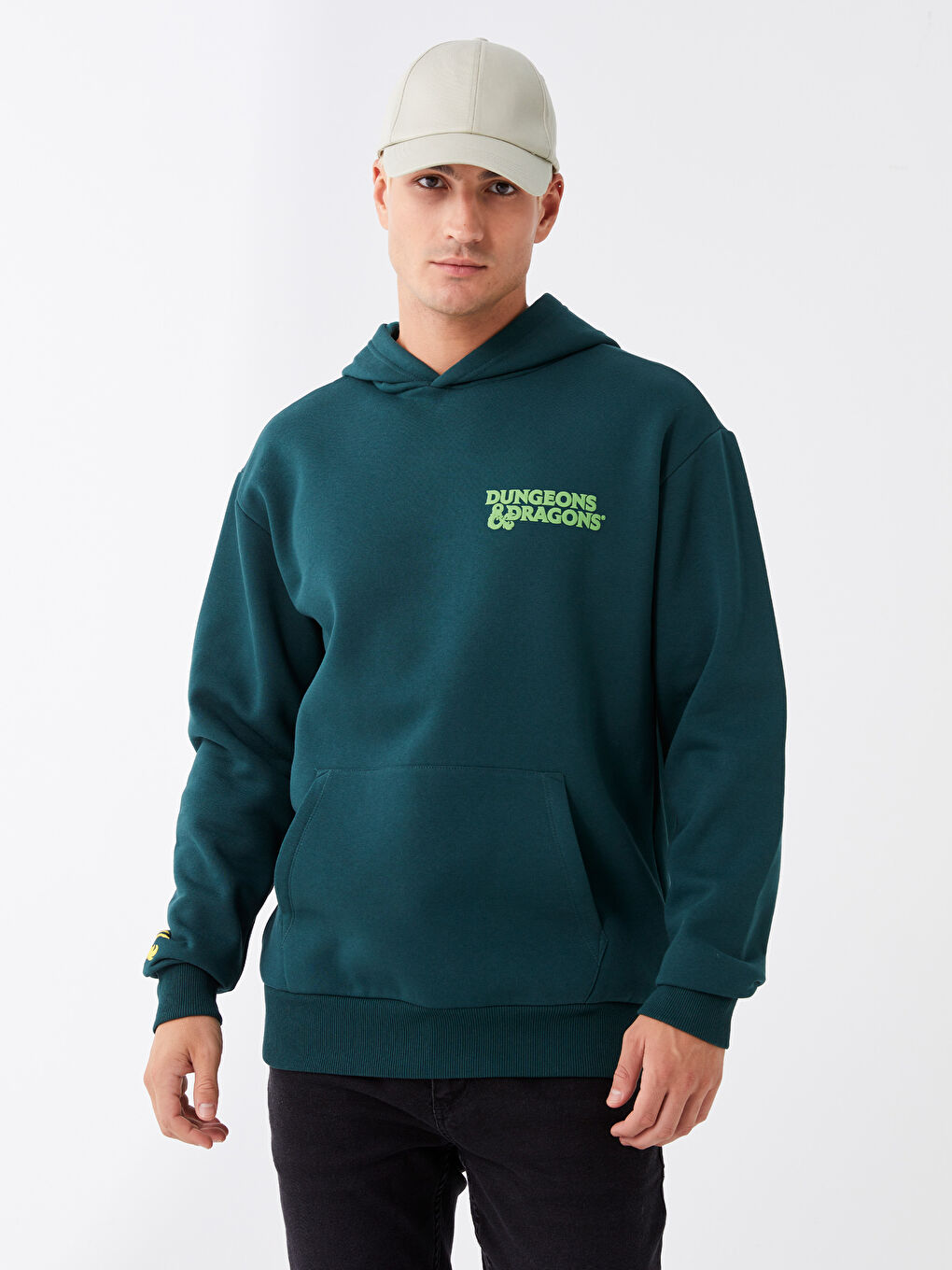 XSIDE Yeşil Uzun Kollu Dungeons & Dragons Baskılı Erkek Hoodie