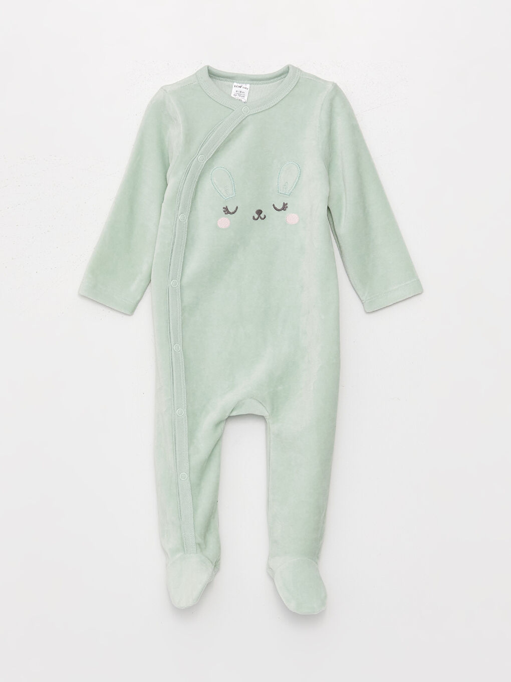 سلوبيت قطيفة بياقة دائرية بتفاصيل تطريز للبنات الرضع (من عمر ٠-١٢ شهر بجرابات، و بعد ١٢ شهر من غير جرابات)