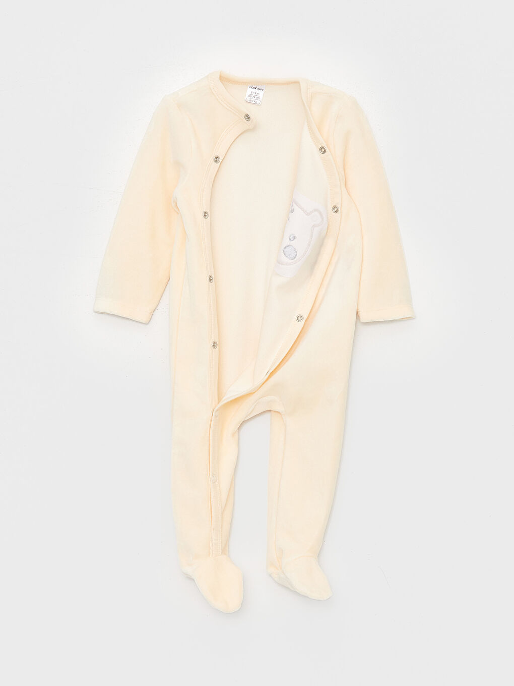 Embroidery Detailed Velvet Baby Boy Jumpsuit (0-12 Months With Booties, 12 Months+ Without Booties)-1