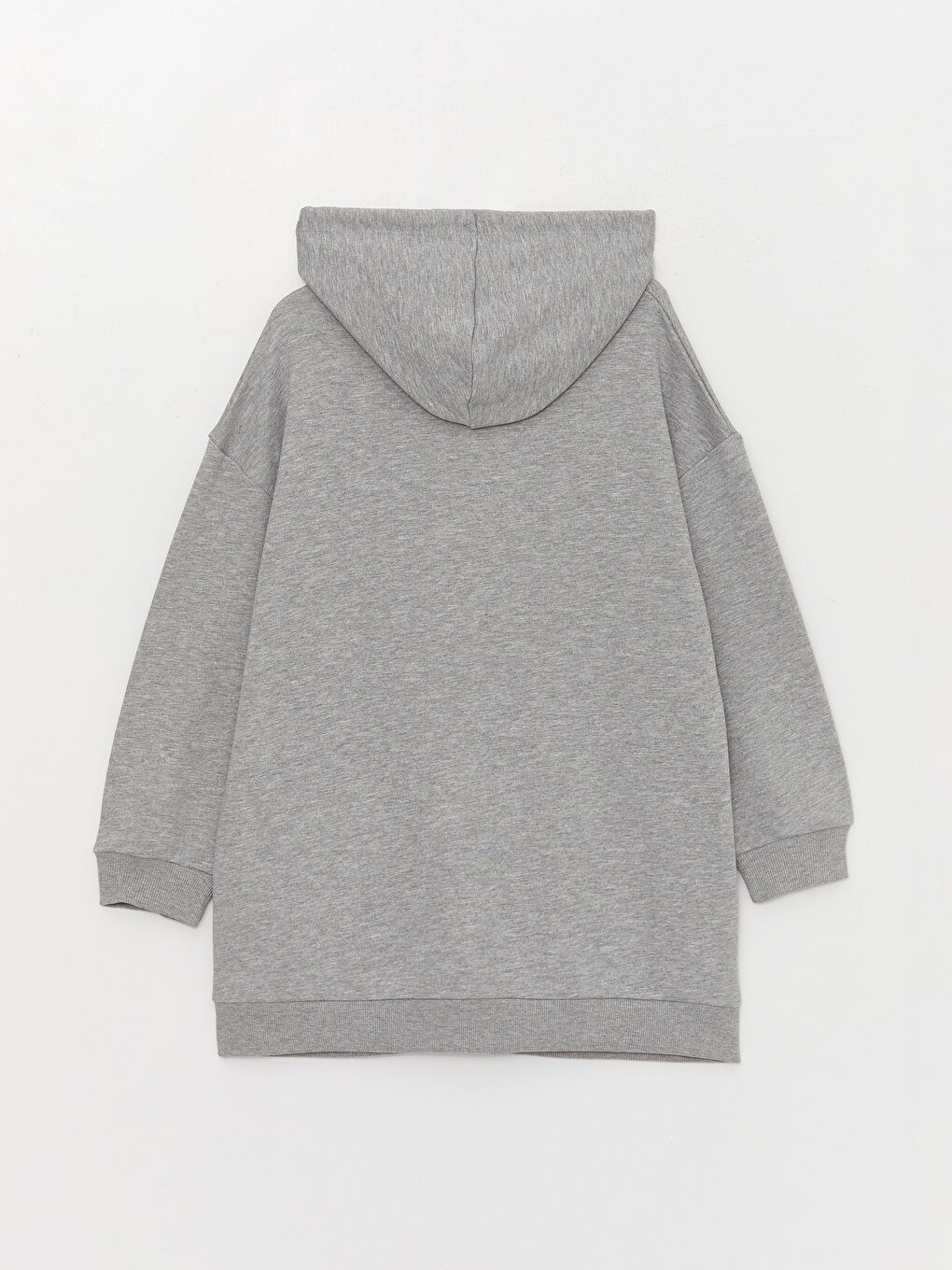 Gri Kapüşonlu Baskılı Uzun Kollu Oversize Kadın Spor Hırka-6