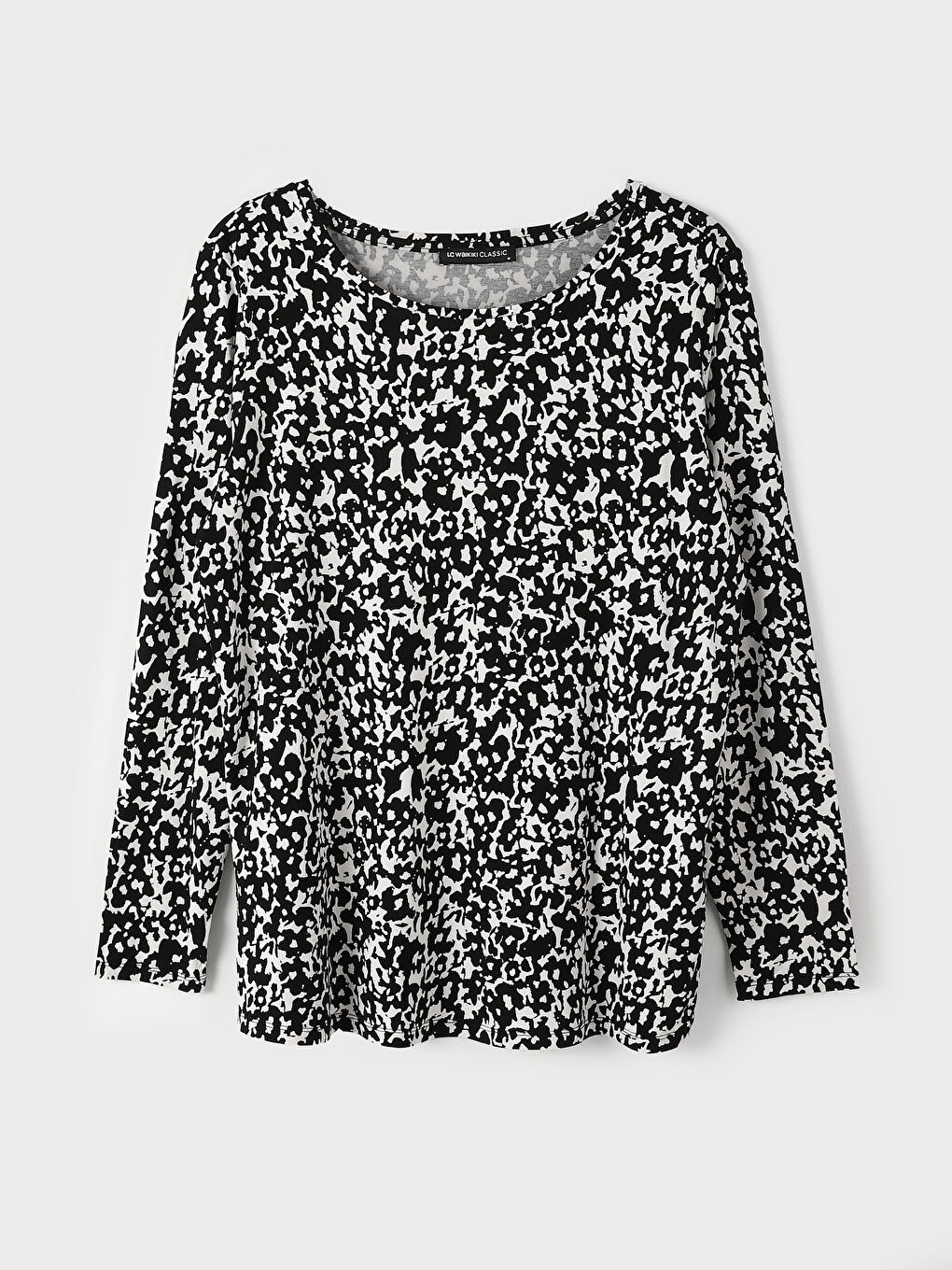 Crew Neck Patterned Long Sleeve Women's T-Shirt-5