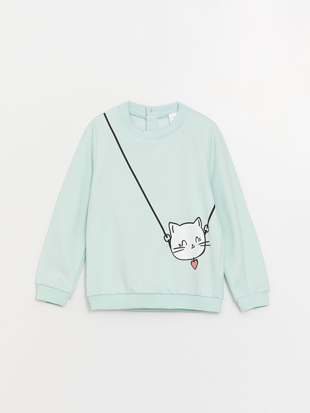 Yeşil Bisiklet Yaka Uzun Kollu Kız Bebek Sweatshirt ve Pantolon 2'li Takım-1