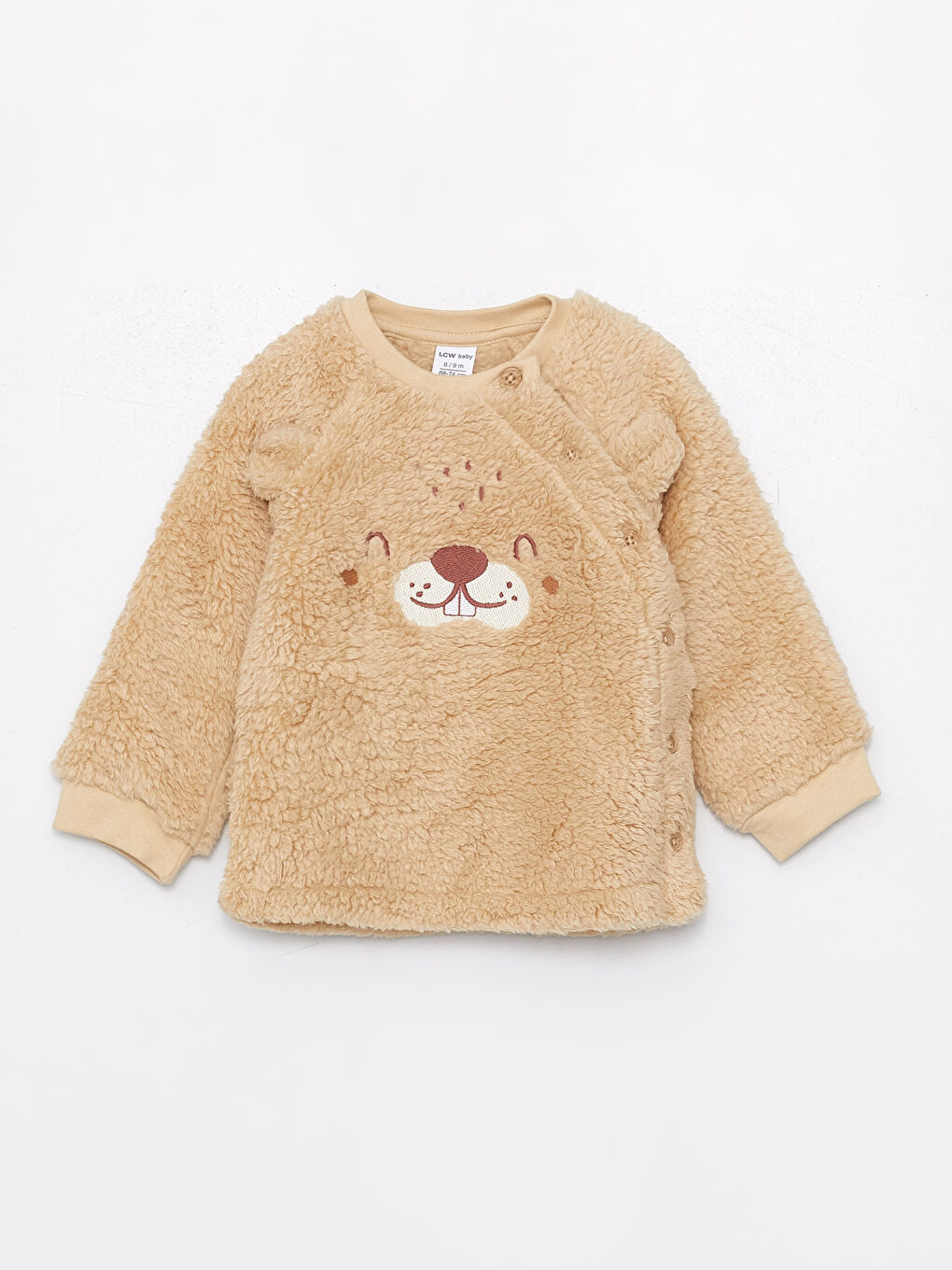 Crew Neck Long Sleeve Baby Boy Plush Cardigan and Trousers 2-Pack Set-1