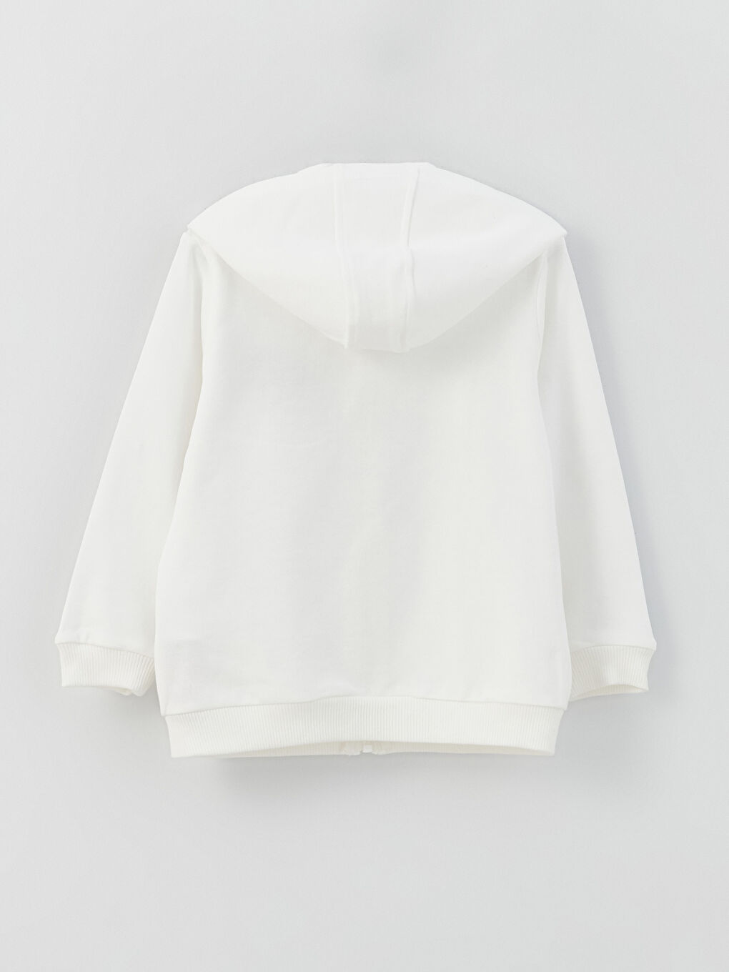 Beyaz Kapüşonlu Baskılı Uzun Kollu Erkek Bebek Fermuarlı Sweatshirt-2