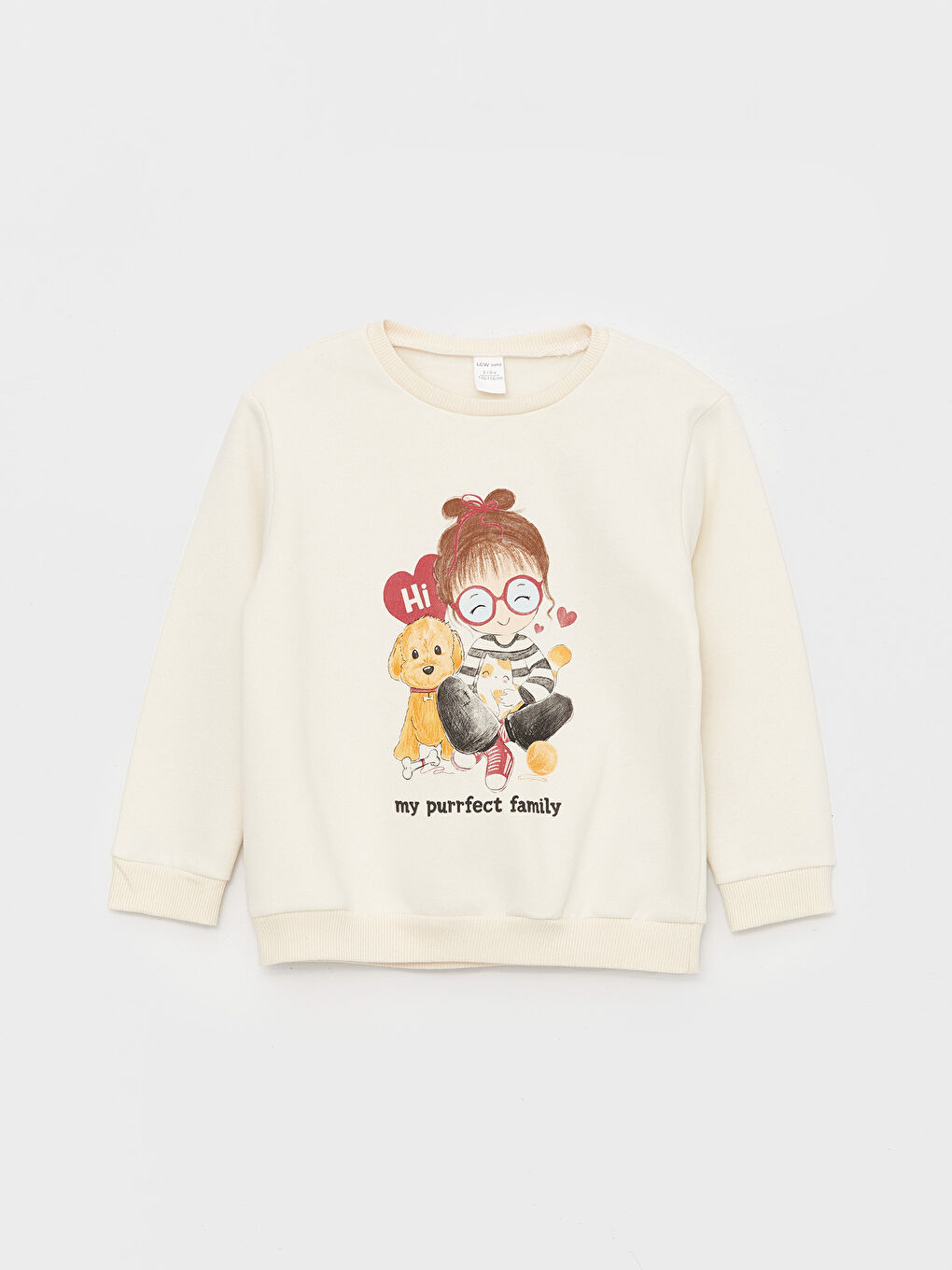 LCW baby Ten Rengi Bisiklet Yaka Baskılı Kız Bebek Sweatshirt ve Pantolon - 1