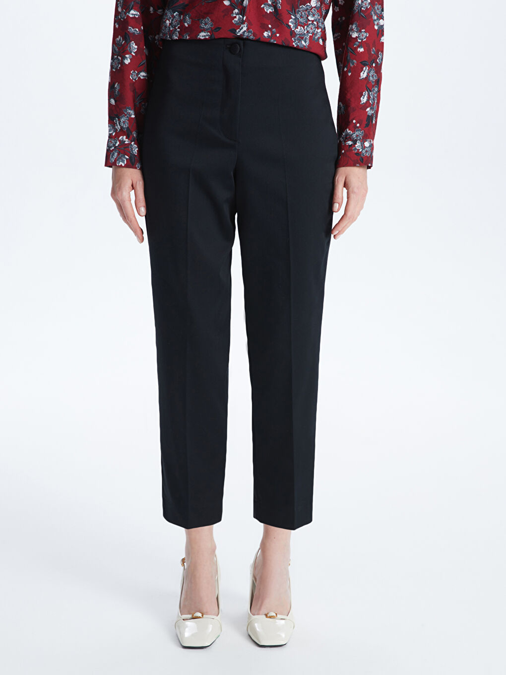 Siyah Kadın Dar Fit Düz Pantolon-2