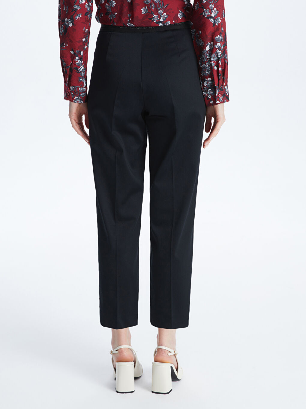 Siyah Kadın Dar Fit Düz Pantolon-3