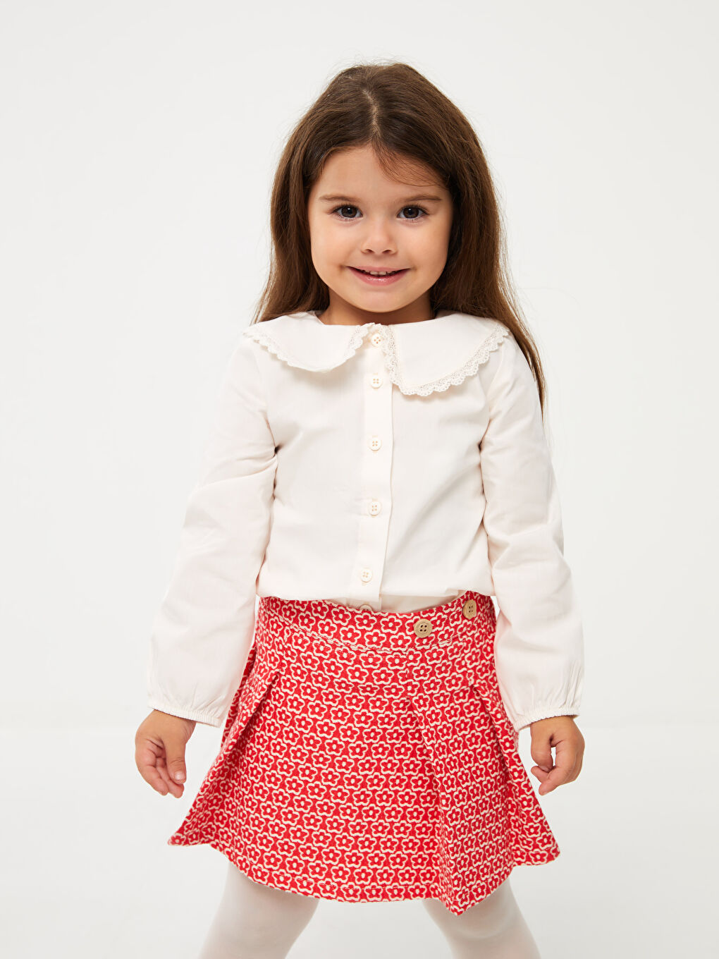 Ekru Bebe Yaka Kız Bebek Gömlek