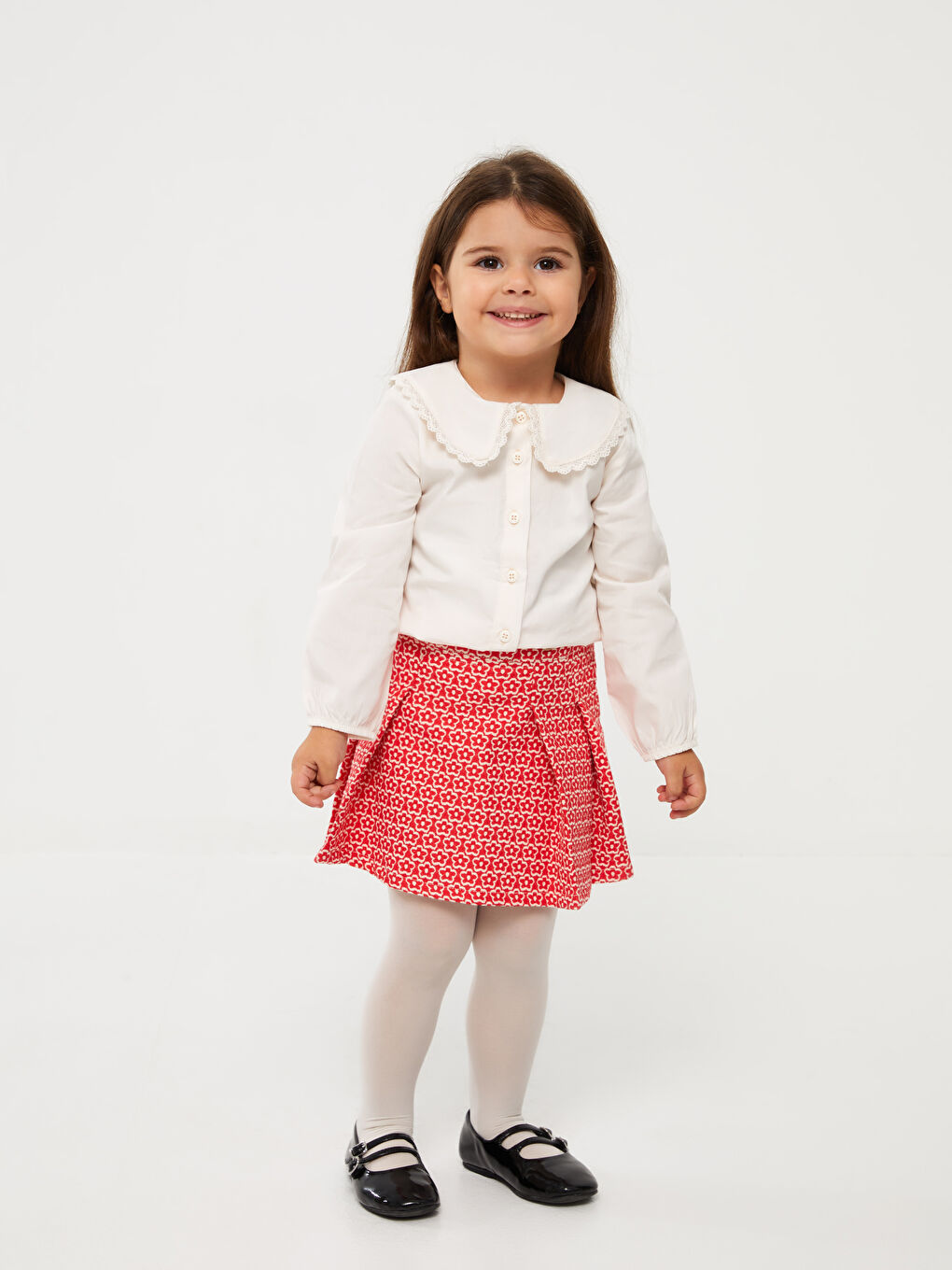 Ekru Bebe Yaka Kız Bebek Gömlek-2