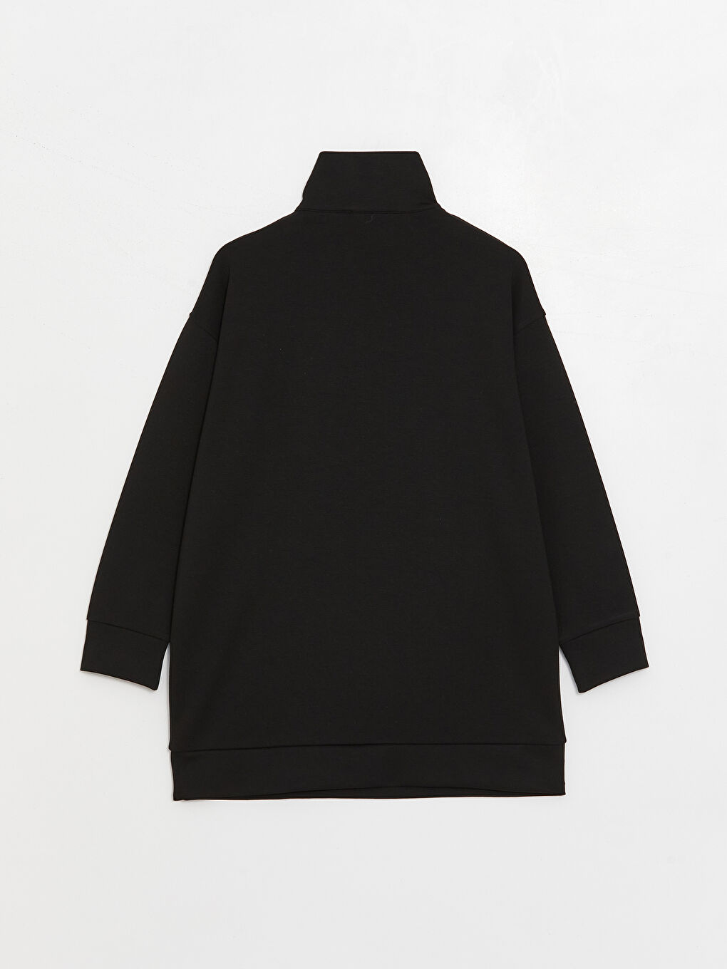 Siyah Dik Yaka Düz Uzun Kollu Kadın Tunik-6