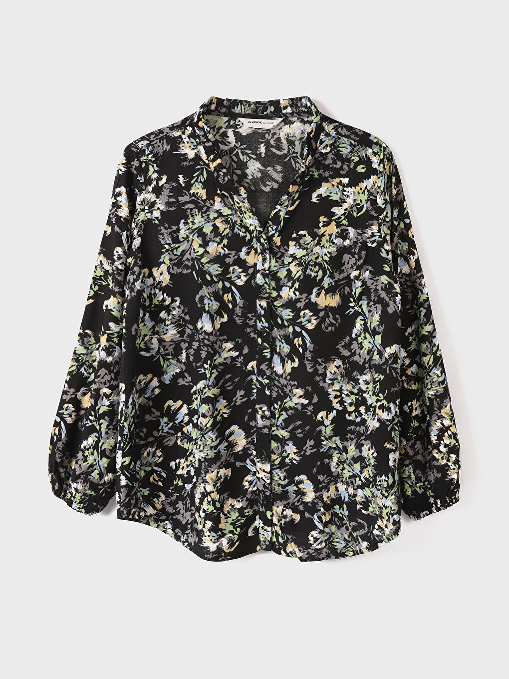 Women's Floral Shirt with Grandad Collar
