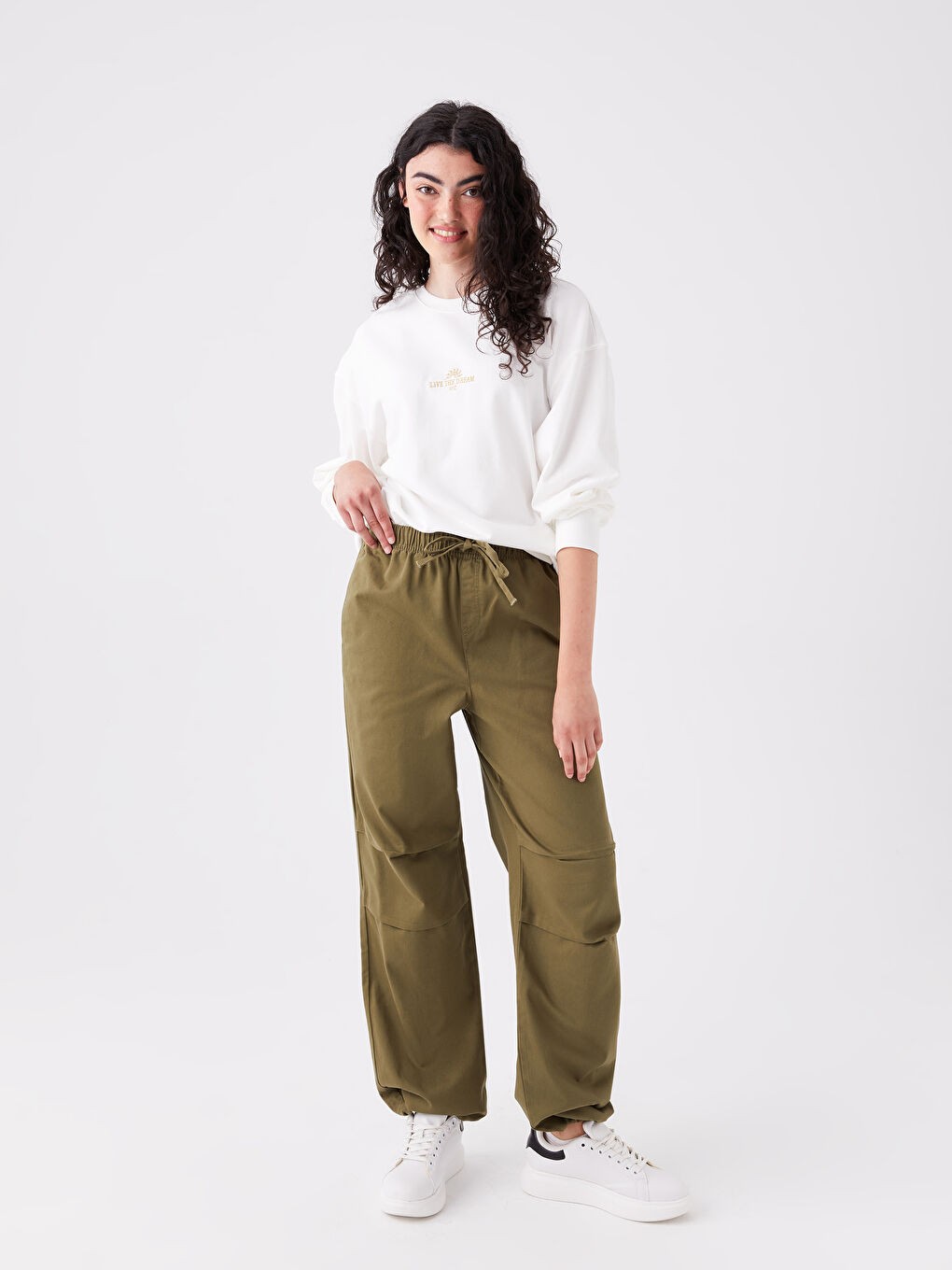 LCW Vision Elasticated Waist Relaxed Fit Women's Trousers -W3EN69Z8-H1Z