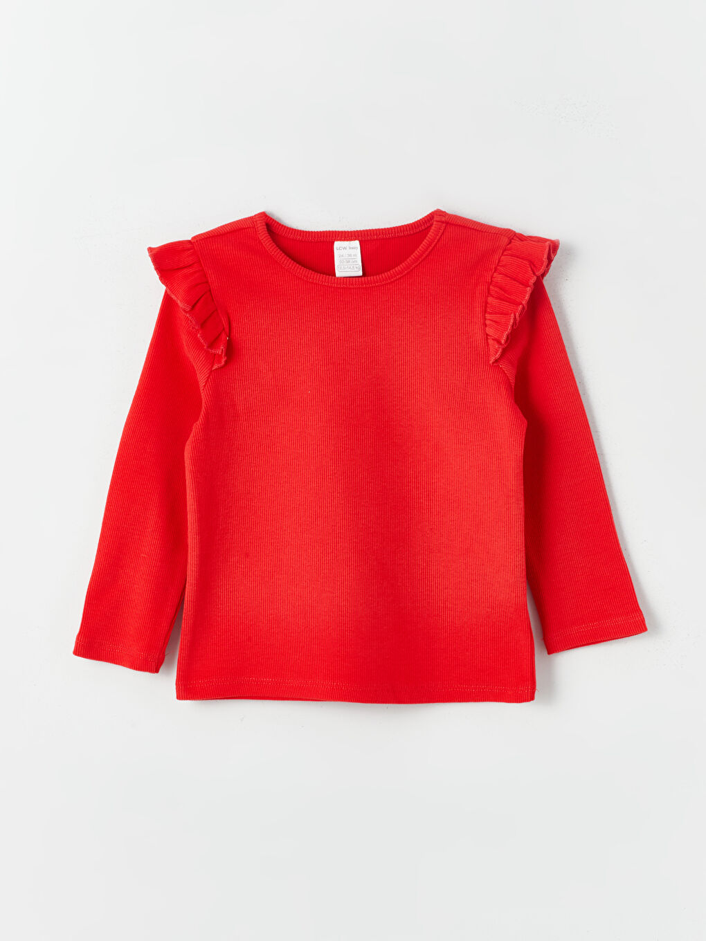 Ekru Bisiklet Yaka Uzun Kollu Kız Bebek Tişört 3'lü-1