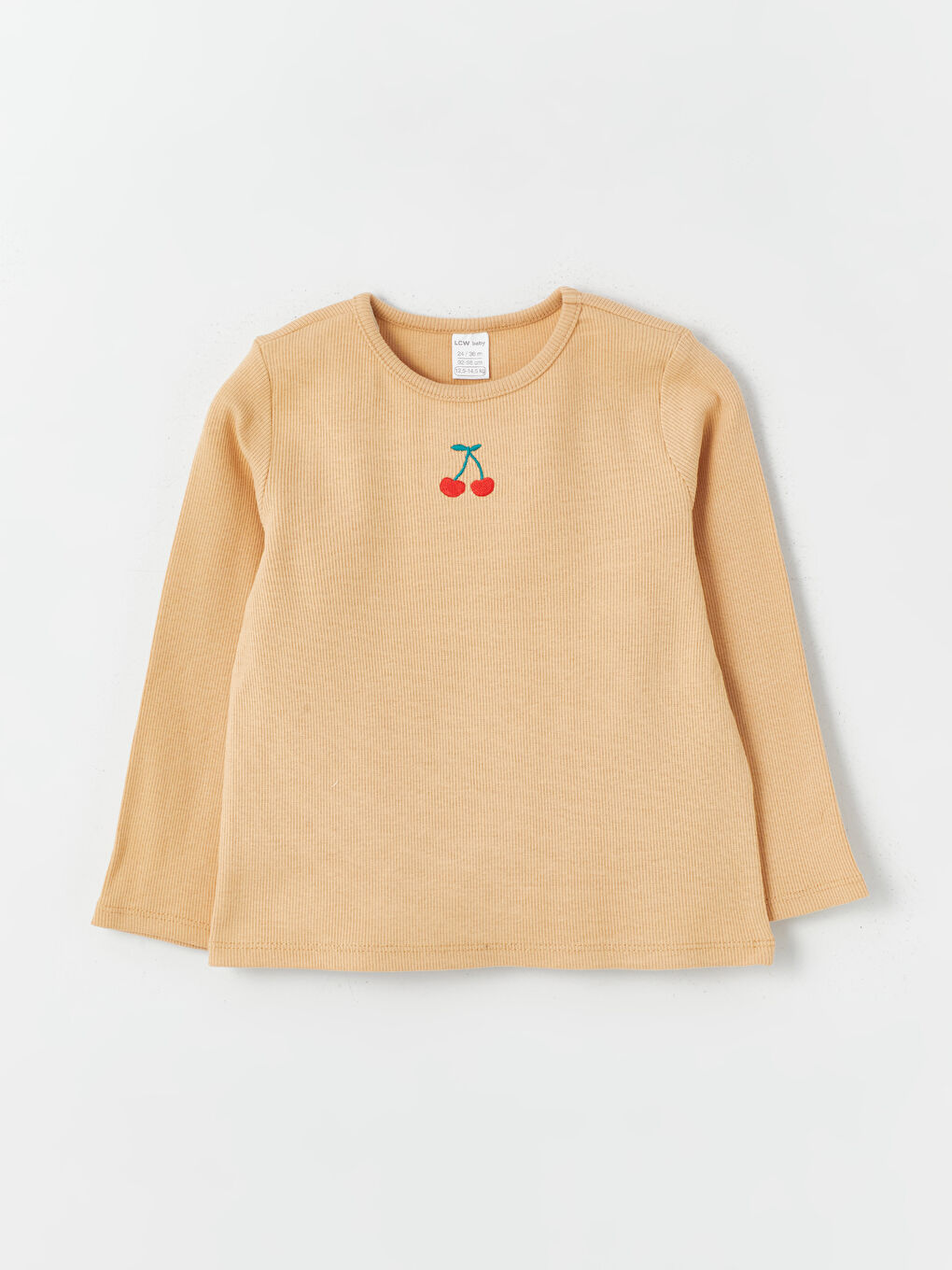 Ekru Bisiklet Yaka Uzun Kollu Kız Bebek Tişört 3'lü-5