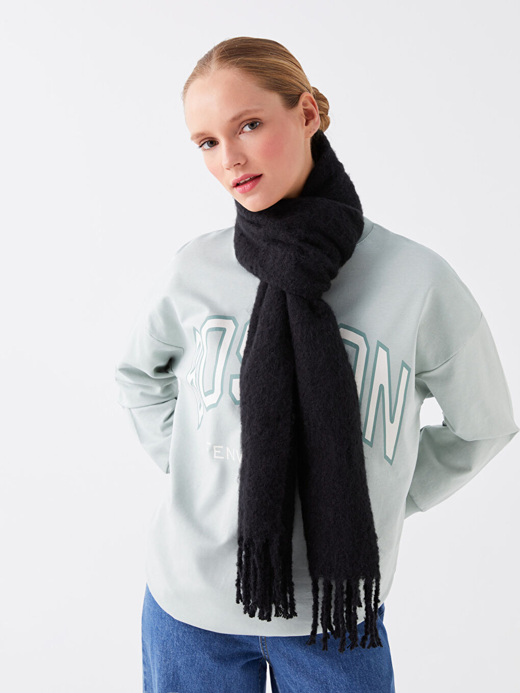 Однотонный шарф с бахромой для женщин