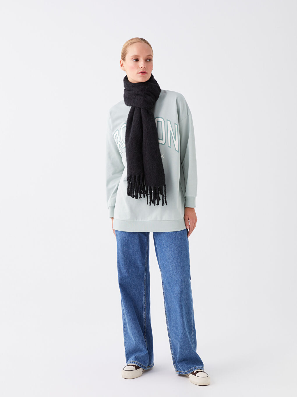 Однотонный шарф с бахромой для женщин-1