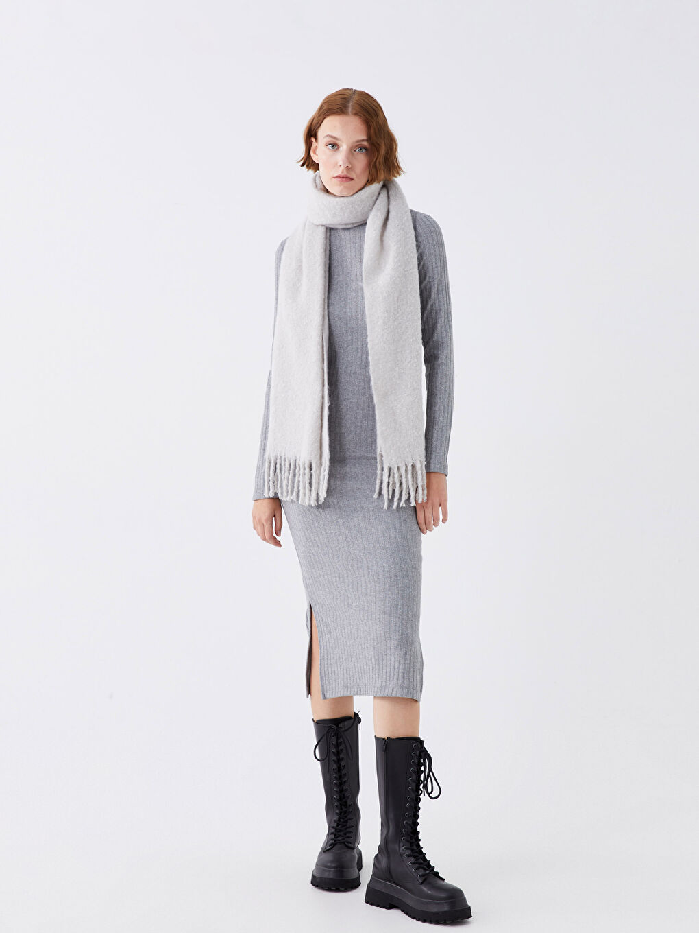 Plain Fringed Women's Scarf-1