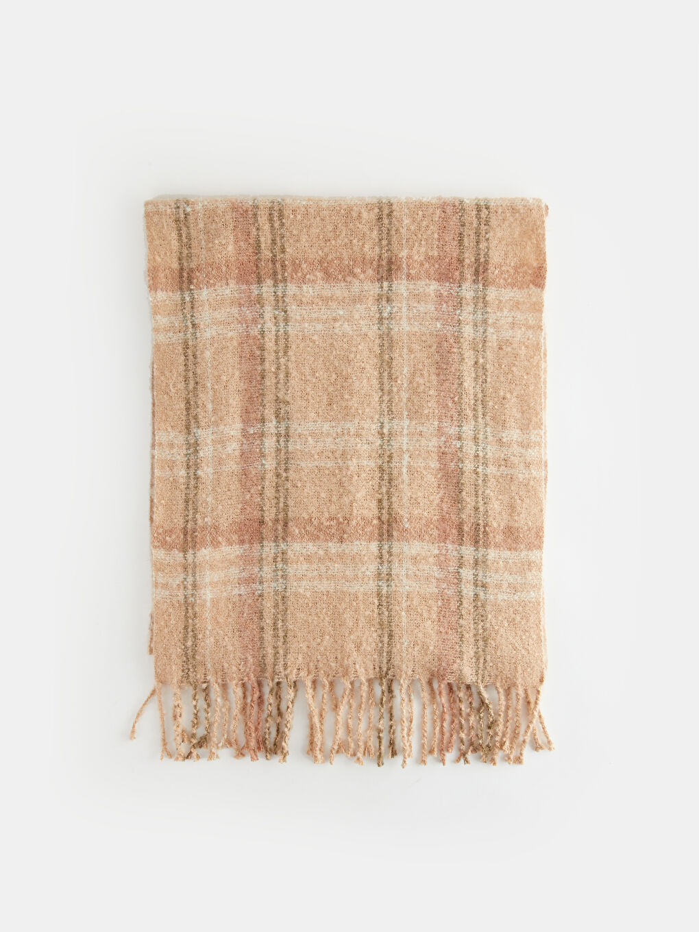 Saçaklı Ekose Desenli Kadın Atkı-4