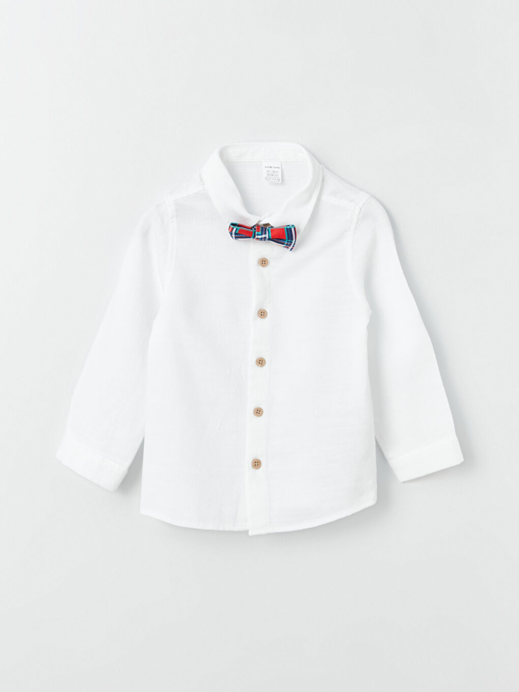Beyaz Uzun Kollu Erkek Bebek Gömlek ve Papyon 2'li