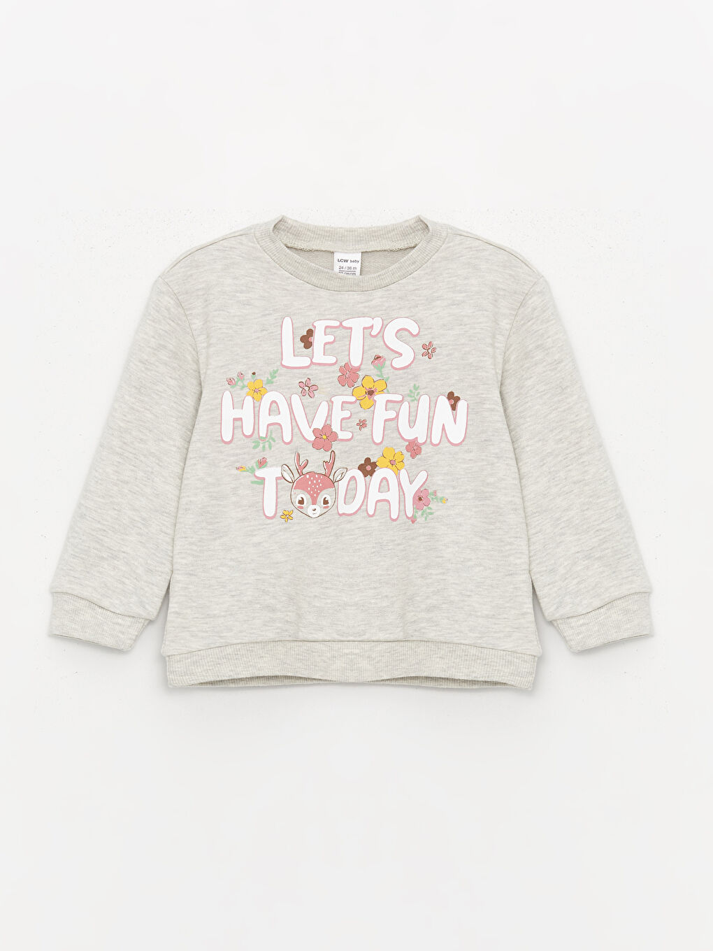 Crew Neck Long Sleeve Printed Baby Girl Sweatshirt 2 Pieces-1