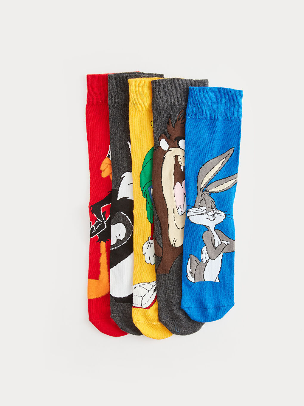 شرابات الكاحل مطبوعه لوني تونز للرجال - ٥ قطع-1