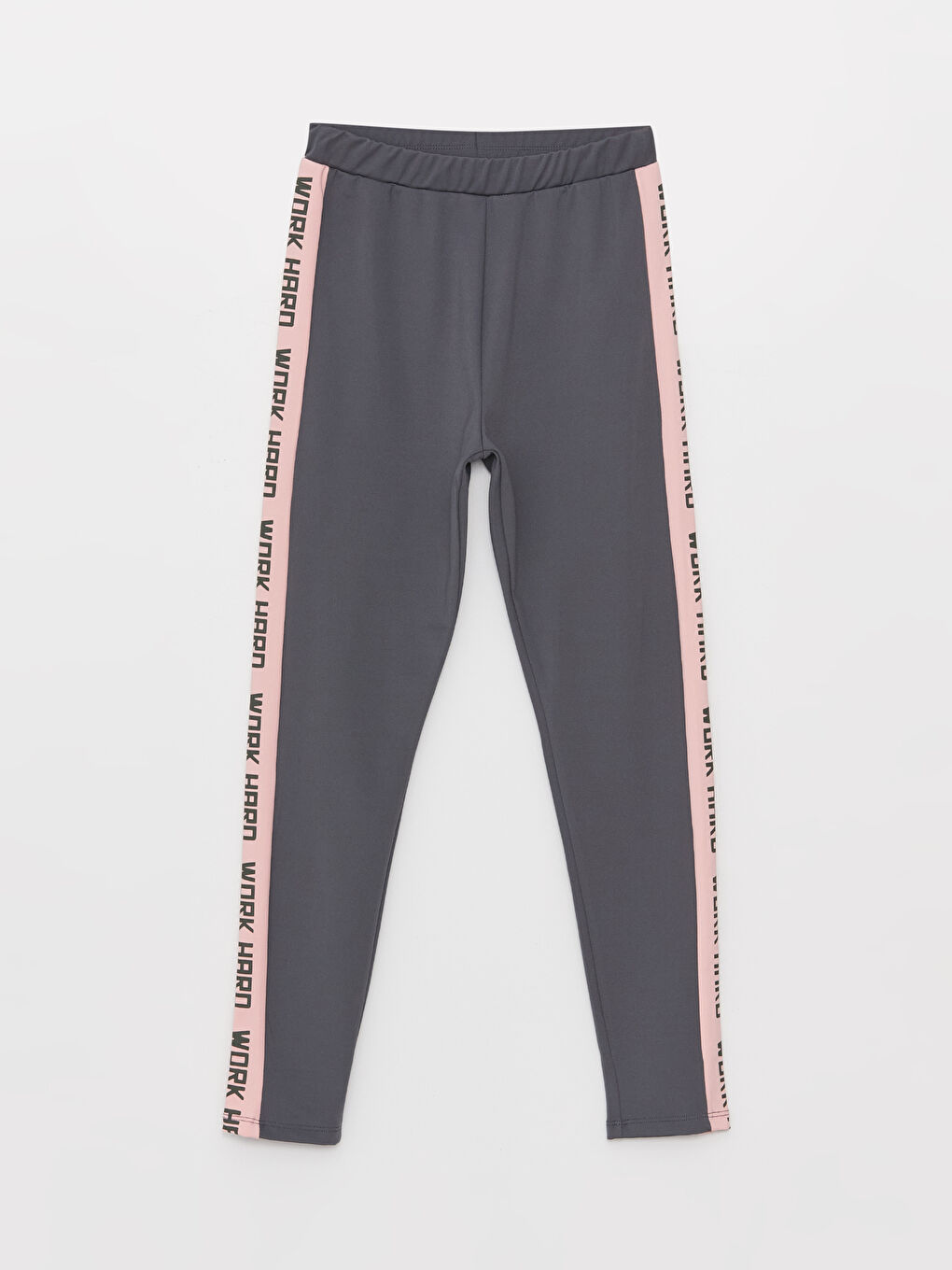 Gri Beli Lastikli Baskılı Kız Çocuk Uzun Tayt