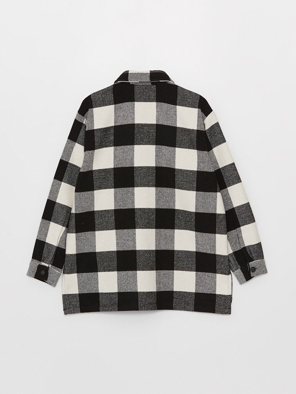 Siyah Ekose Uzun Kollu Oversize Kadın Gömlek-6