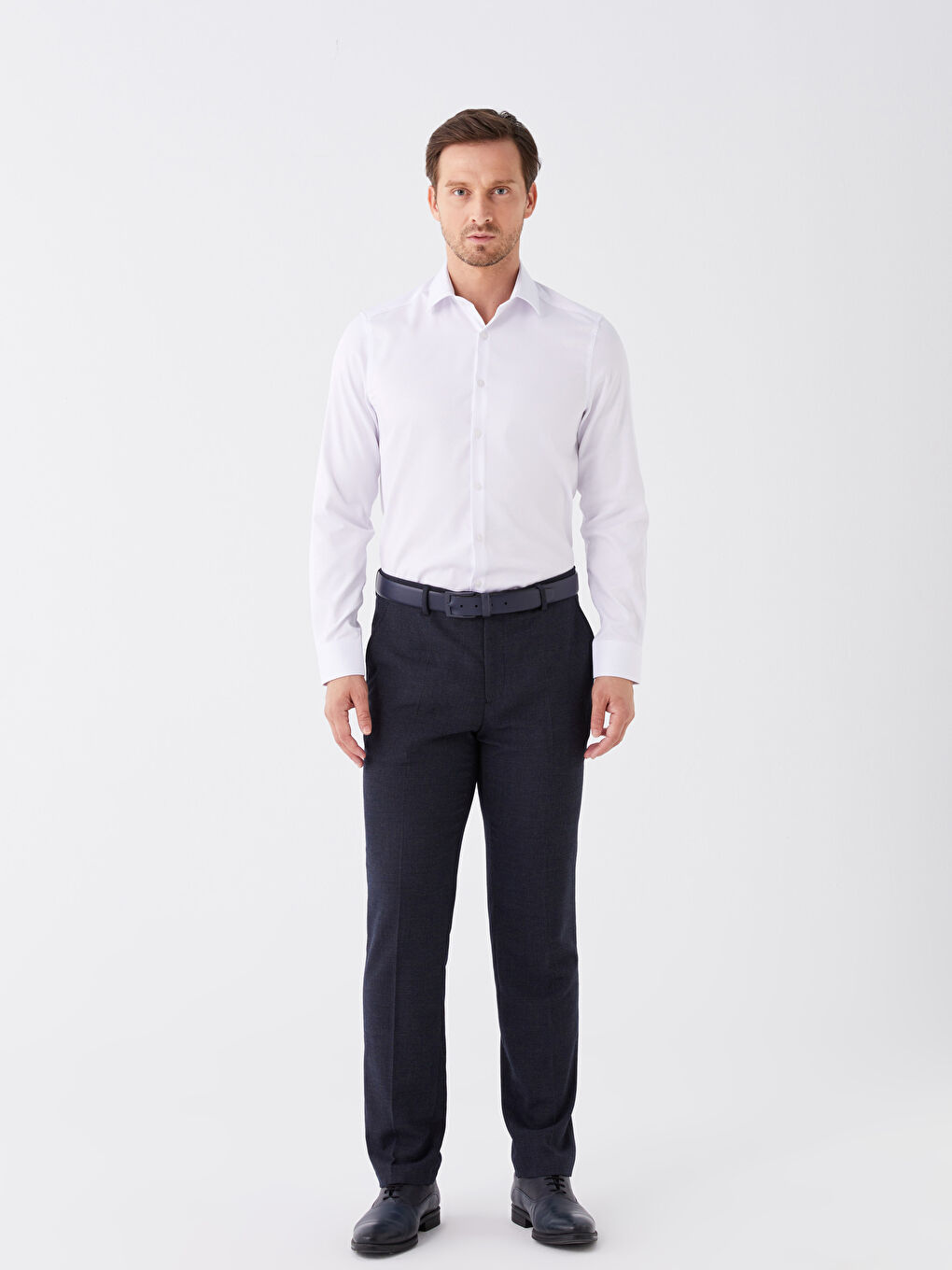 Cămașă Slim Fit cu Mânecă Lungă din Poplin pentru Bărbați-2