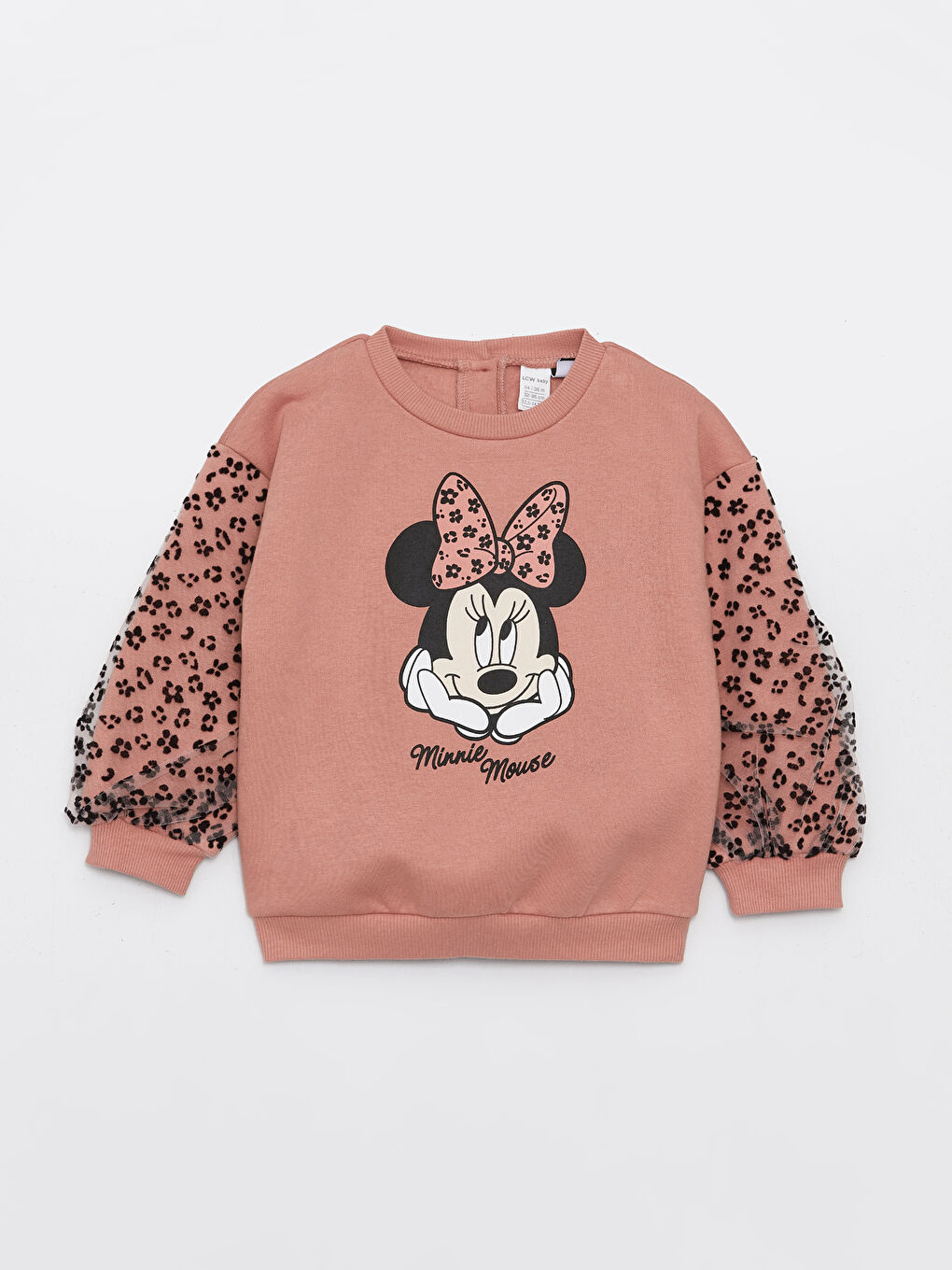 LCW baby Mat Pembe Bisiklet Yaka Uzun Kollu Minnie Mouse Baskılı Kız Bebek Sweatshirt ve Tayt 2'li Takım - 1