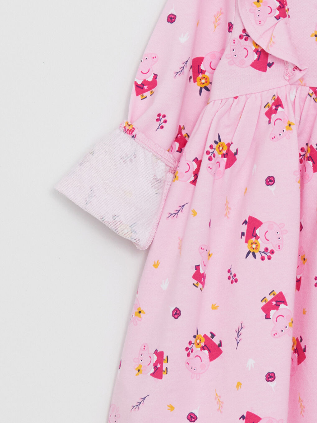 LCW baby Crew Neck Long Sleeve Patterned Baby Girls' Dress -W3EQ33Z1-LT4