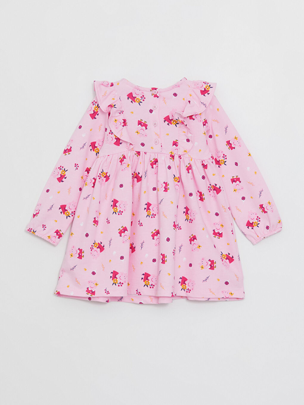 LCW baby Crew Neck Long Sleeve Patterned Baby Girls' Dress -W3EQ33Z1-LT4