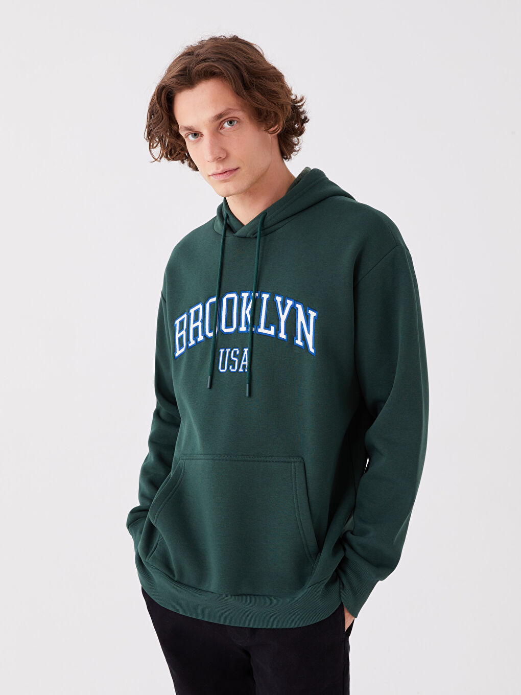 XSIDE Yeşil Uzun Kollu Baskılı Erkek Hoodie