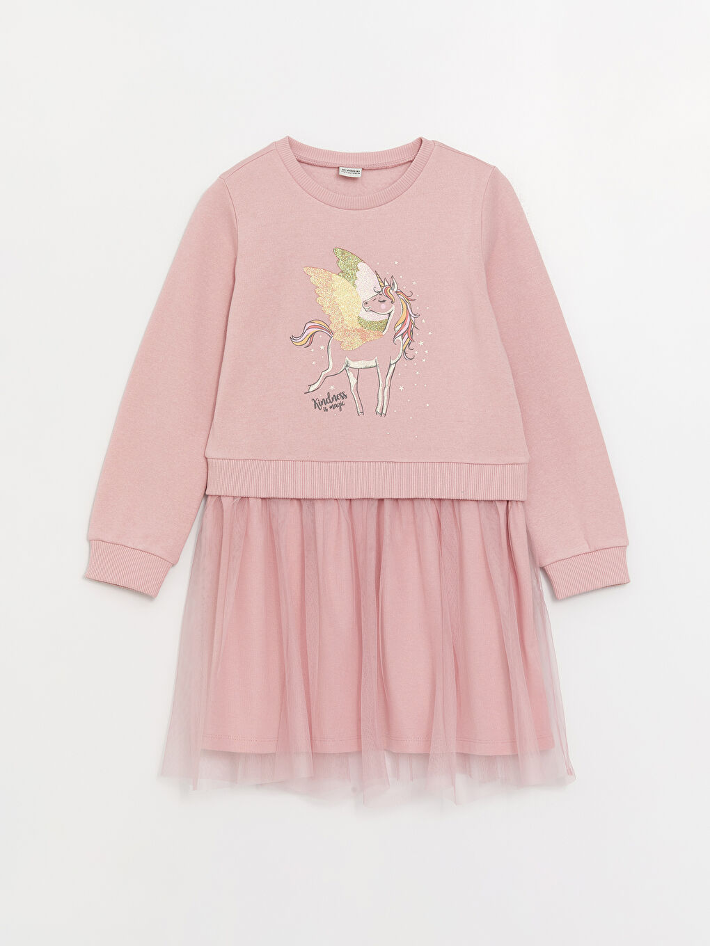 Crew Neck Printed Long Sleeve Girls' Dress -W3ER85Z4-FHR