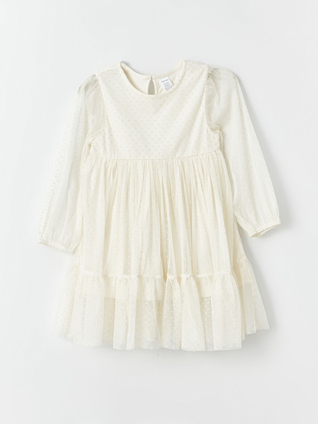 LC Waikiki Crew Neck Long Sleeve Polka Dot Baby Girl Dress -W3ES07Z1-FDJ
