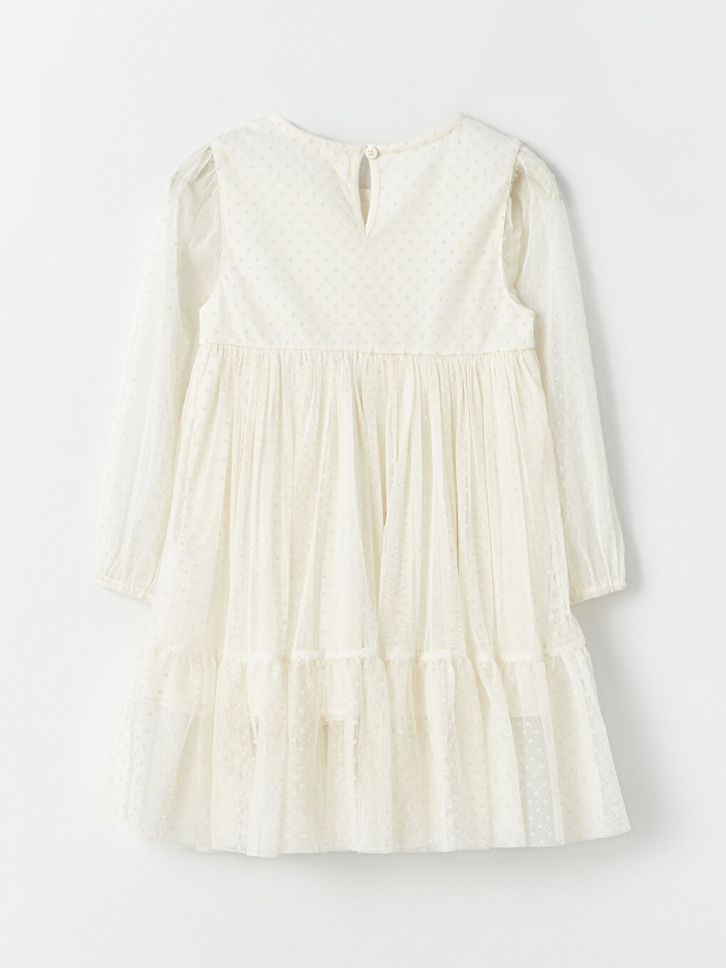 LC Waikiki Crew Neck Long Sleeve Polka Dot Baby Girl Dress -W3ES07Z1-FDJ