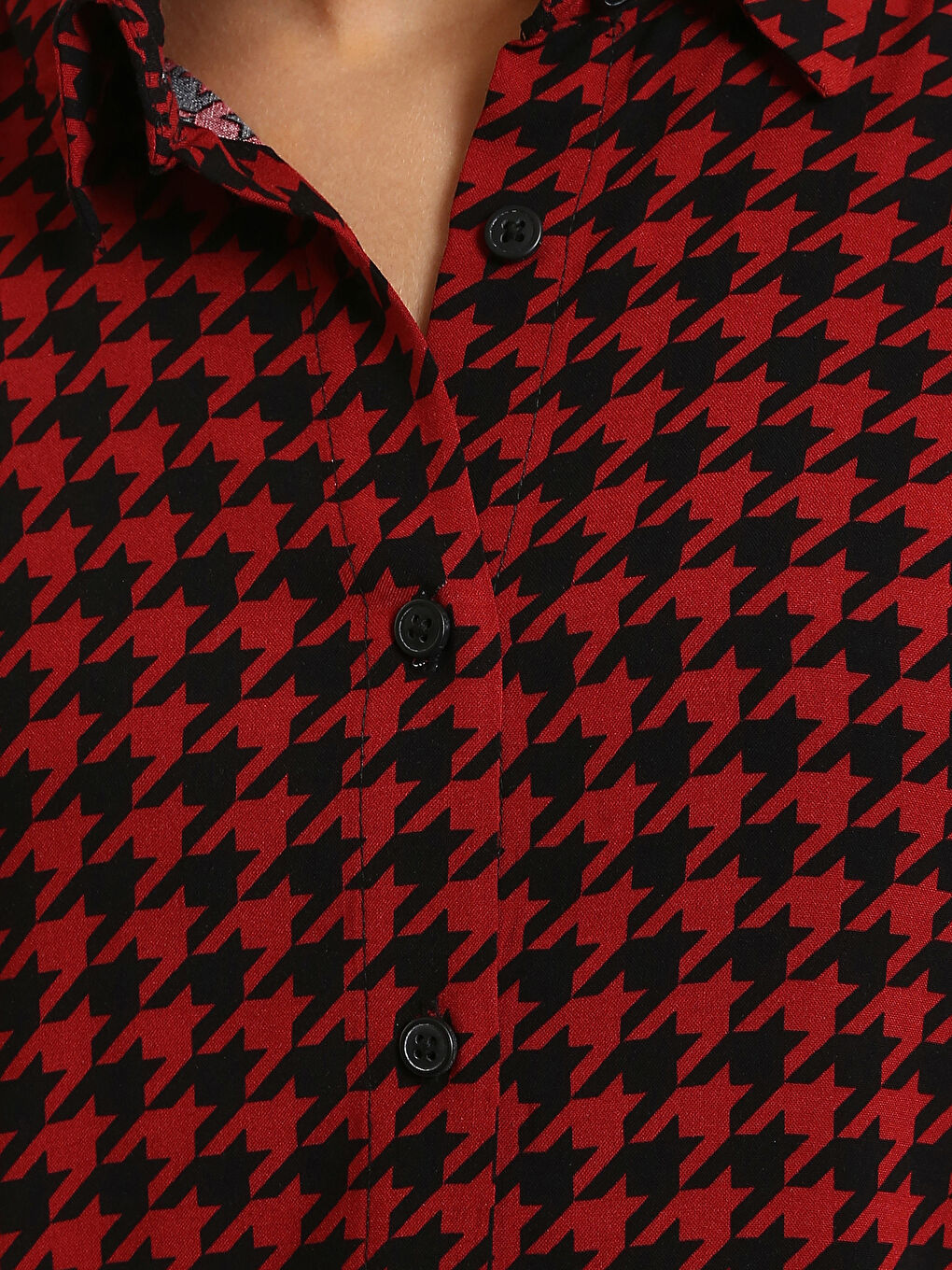 قميص نسائي كم طويل منقوش-2