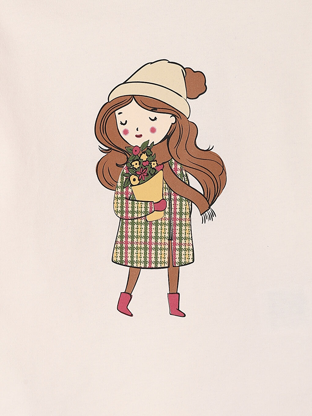 Crew Neck Printed Long Sleeve Girls' T-Shirt-2