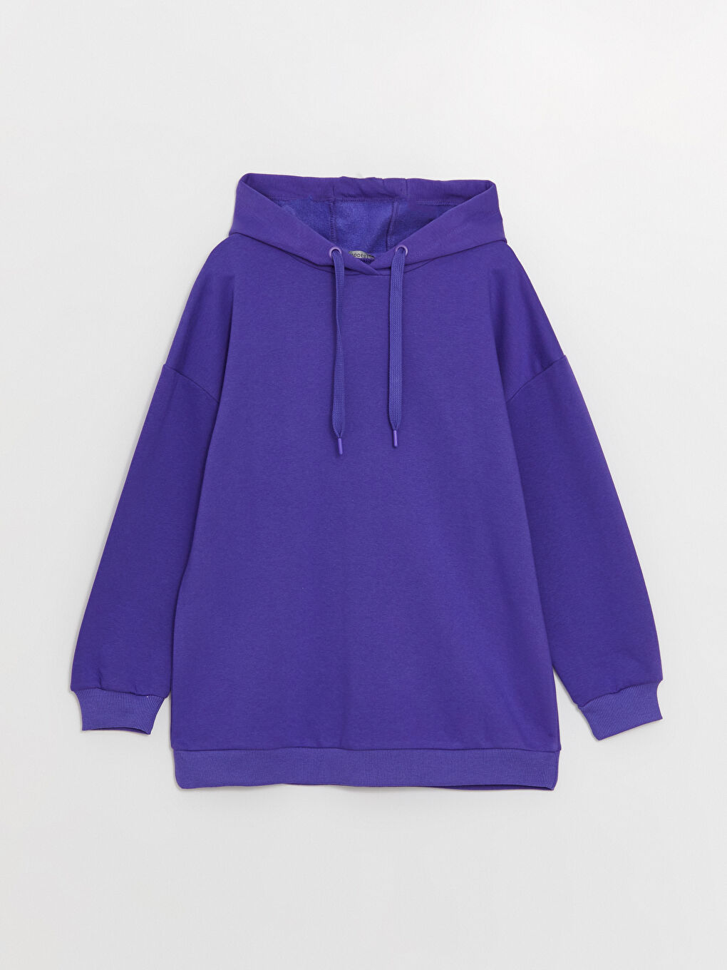 LCW Modest Mor Kapüşonlu Düz Uzun Kollu Kadın Sweatshirt Tunik - 5