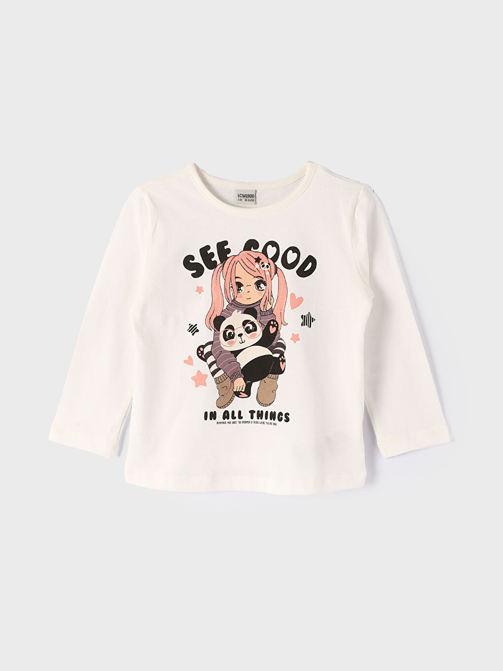 Crew Neck Printed Long Sleeve Girls' T-Shirt