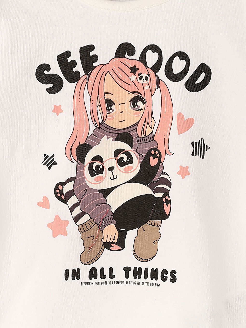 Crew Neck Printed Long Sleeve Girls' T-Shirt-2