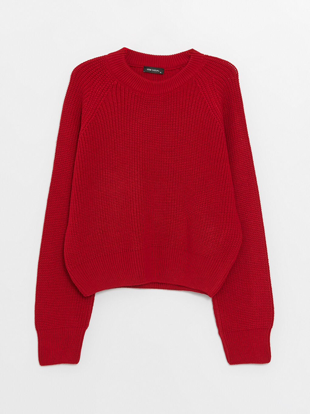 سترة تريكو بياقة دائرية بنقشة ذاتية وكم طويل للسيدات-5