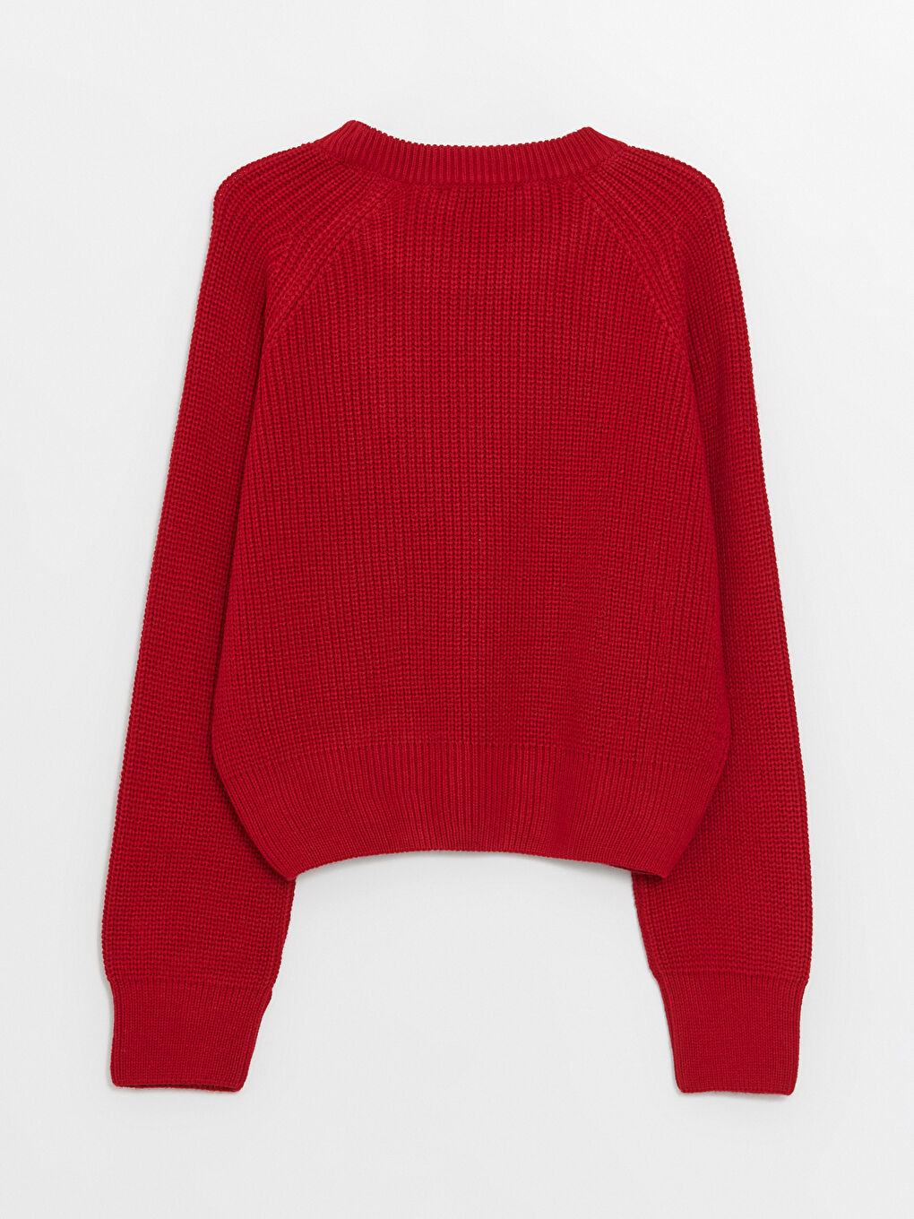 سترة تريكو بياقة دائرية بنقشة ذاتية وكم طويل للسيدات-6