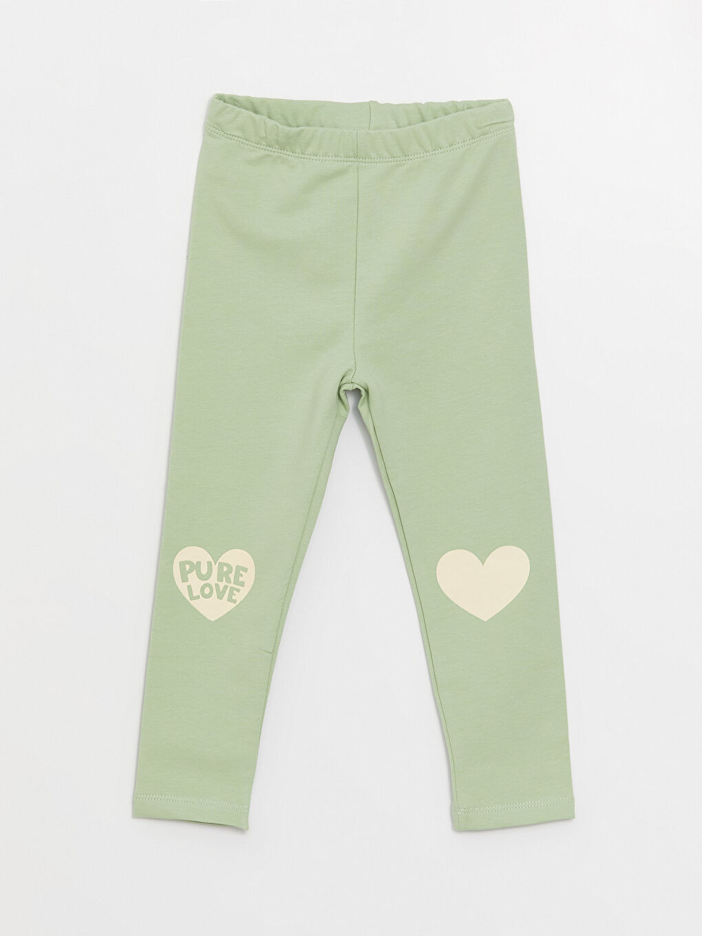 Yeşil Beli Lastikli Baskılı Kız Bebek Tayt 2'li-1