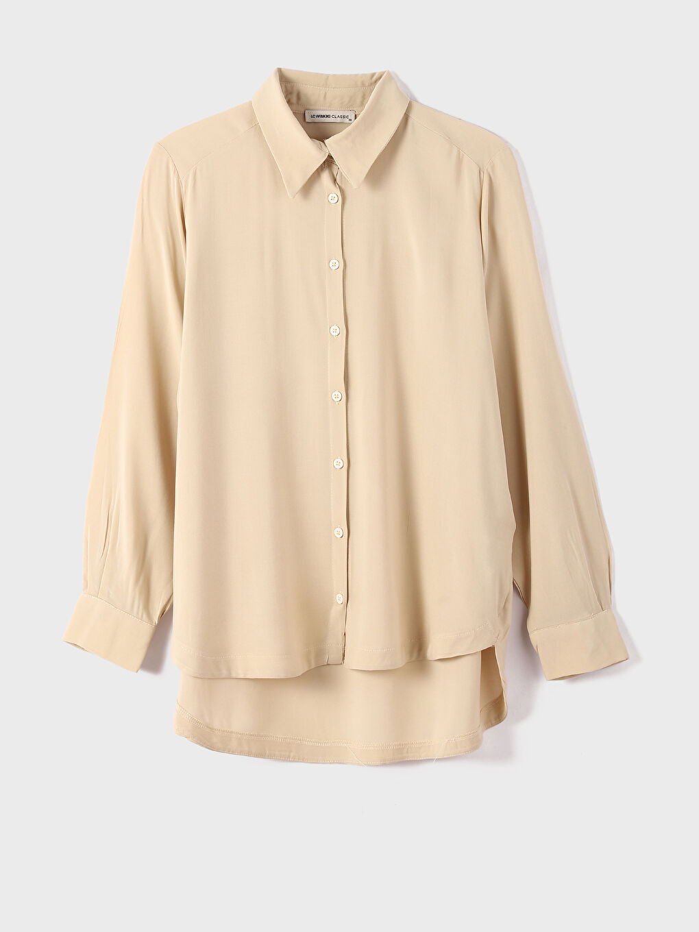 قميص سادة بأكمام طويلة واسع للسيدات