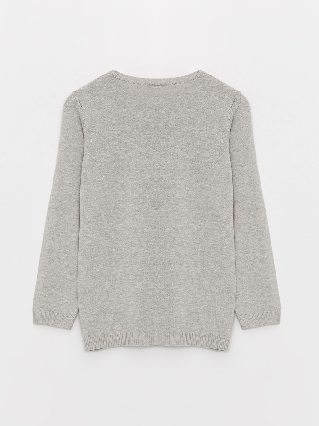 Gri Bisiklet Yaka Kendinden Desenli Uzun Kollu Kadın Triko Kazak-6