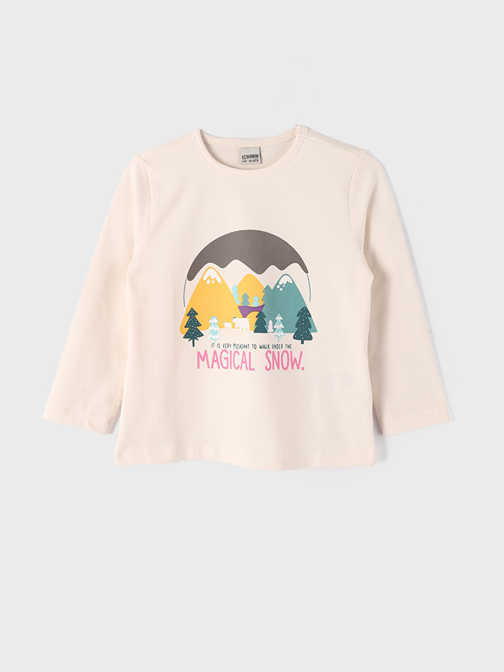 Crew Neck Printed Long Sleeve Girls' T-Shirt