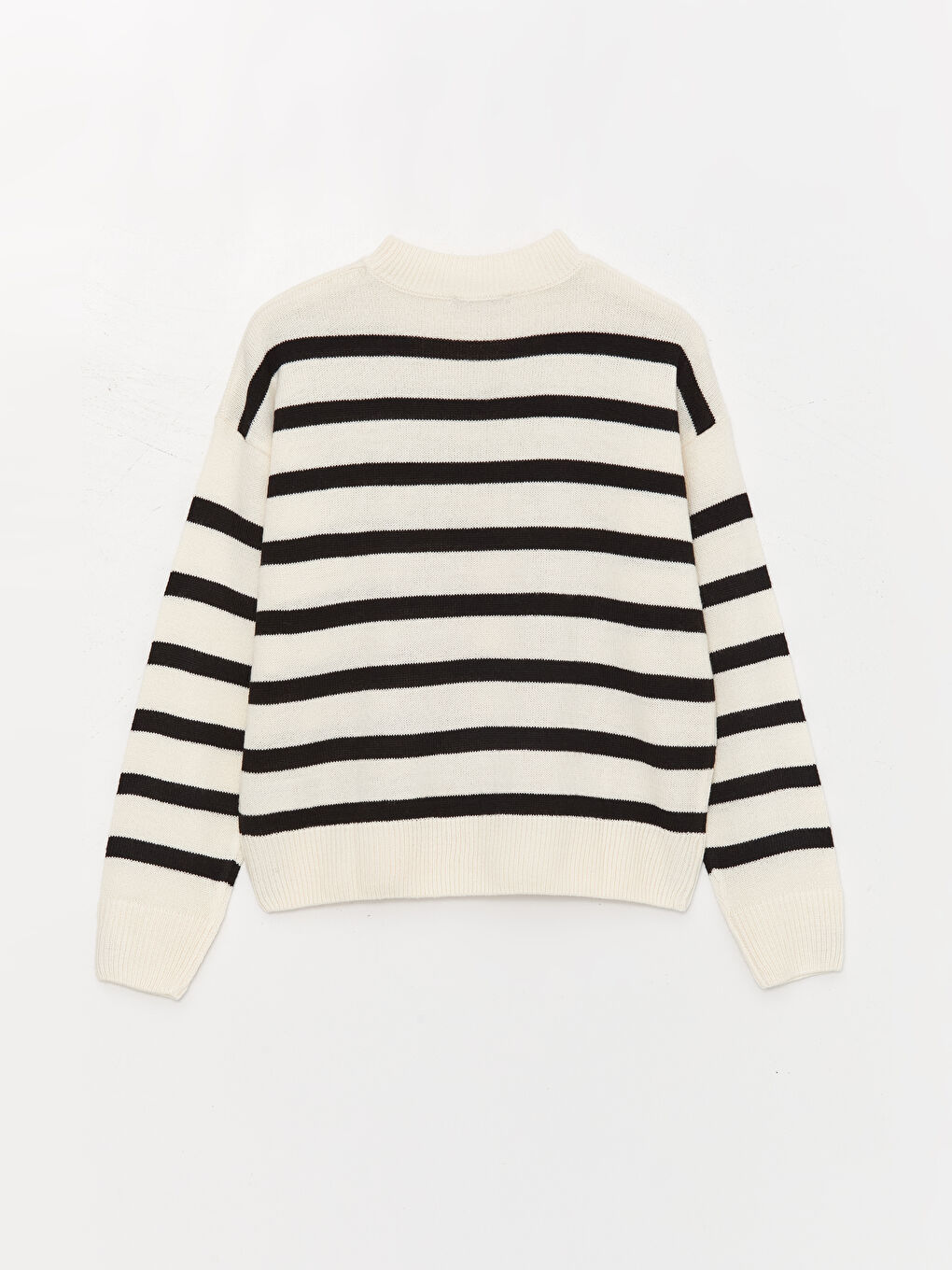 Pull-over à Col Rond Rayé à Manches Longues pour Femmes en Tricot-6