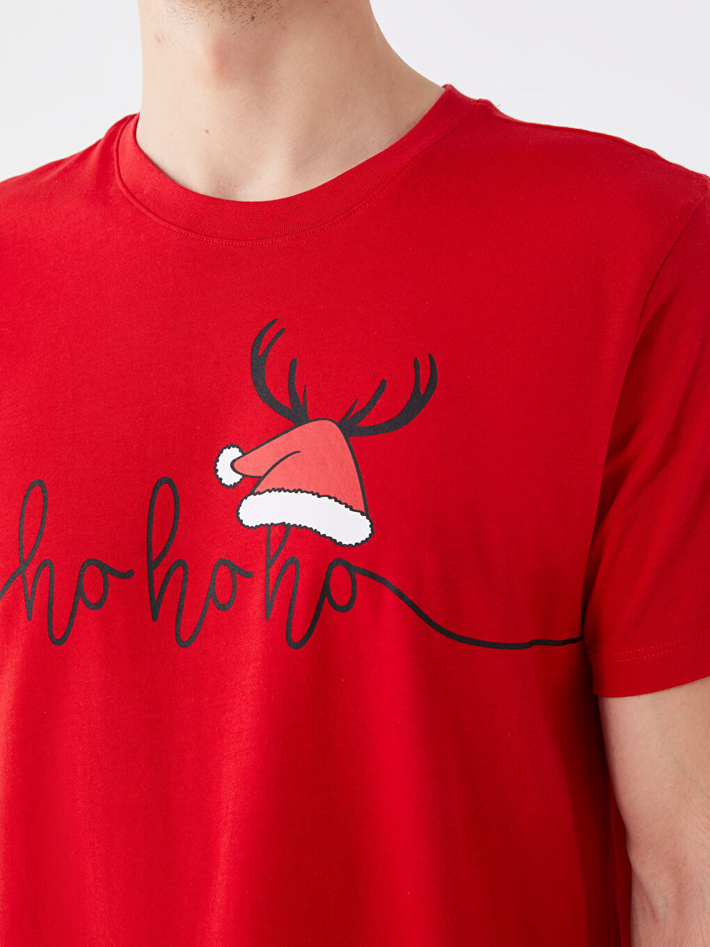 Crew Neck Short Sleeve Christmas Themed Jersey Men's T-Shirt-3