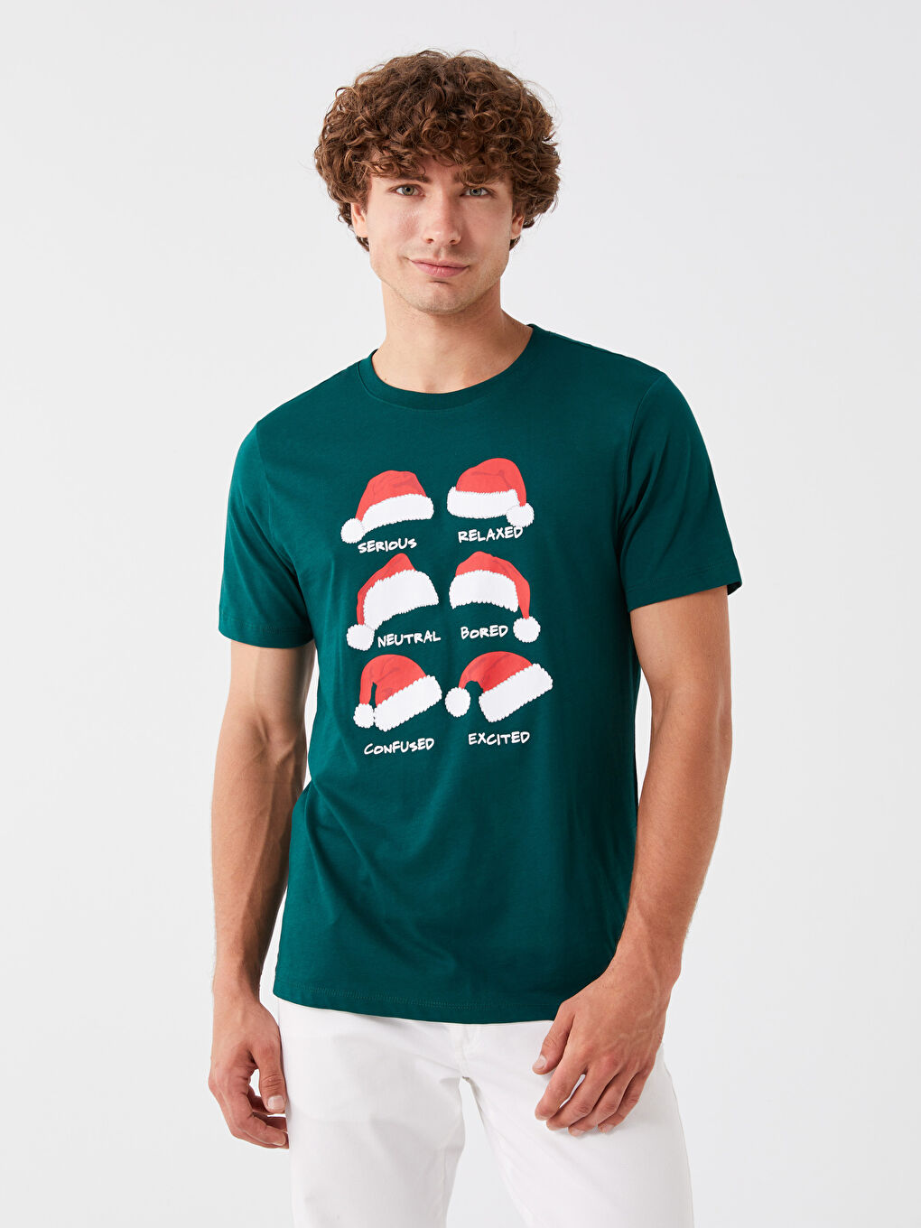 Crew Neck Short Sleeve Christmas Themed Jersey Men's T-Shirt